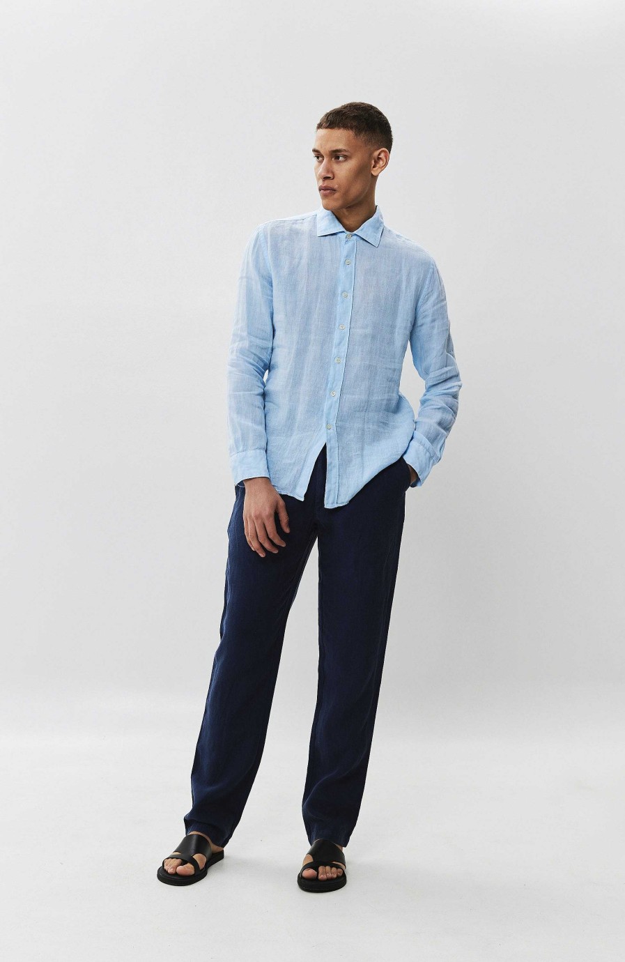 Men 120% LINO | Drawstring-Fastened Linen Trousers