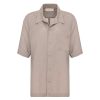 Men BEIGE BROWN | Short-Sleeve Patch-Pocket Linen Shirt