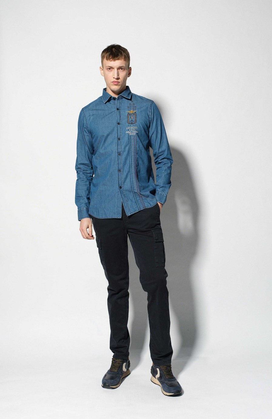 Men AERONAUTICA MILITARE | Embroidered Denim Shirt