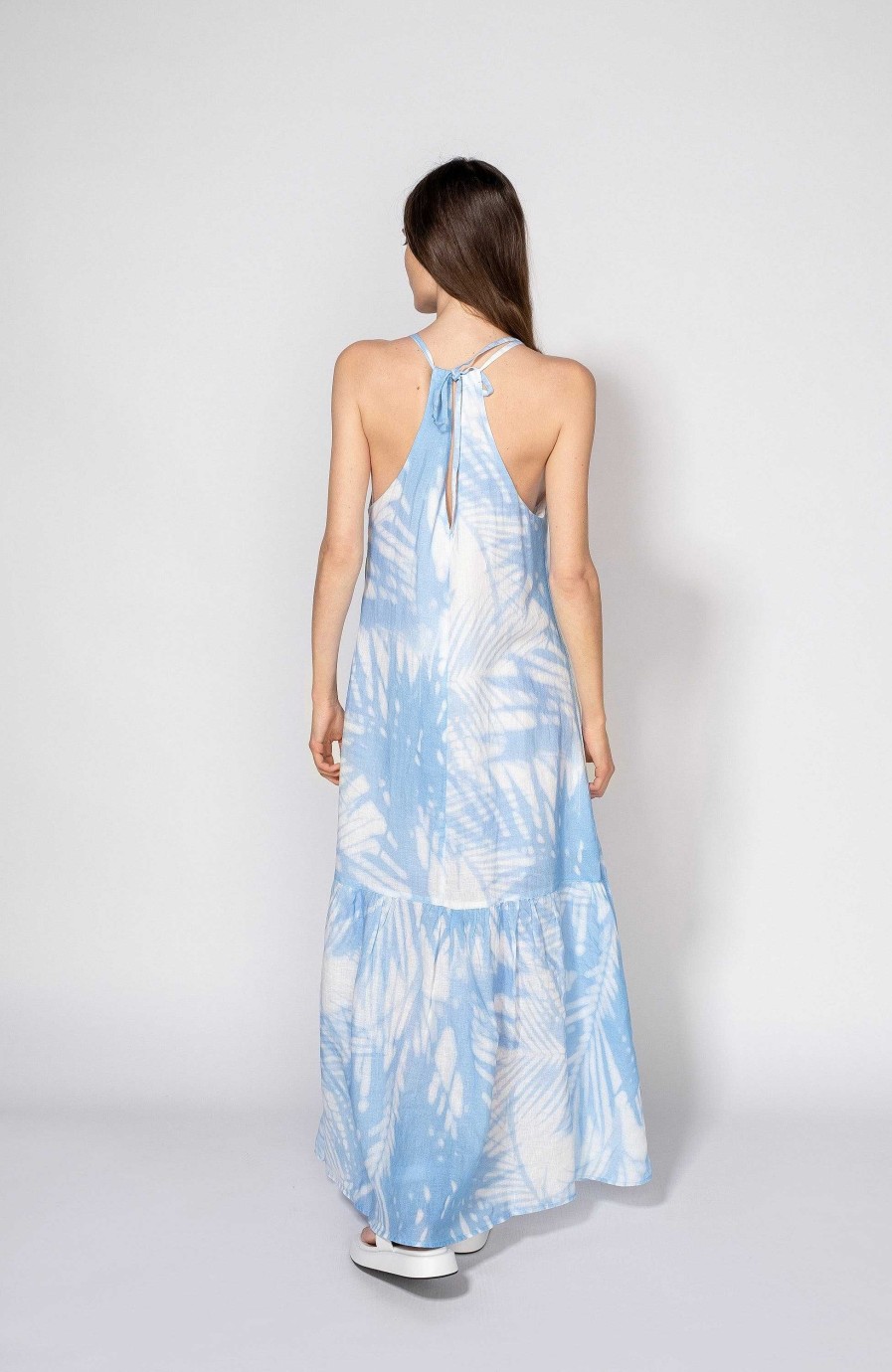 Women 120% LINO | Printed Halterneck Maxi Dress