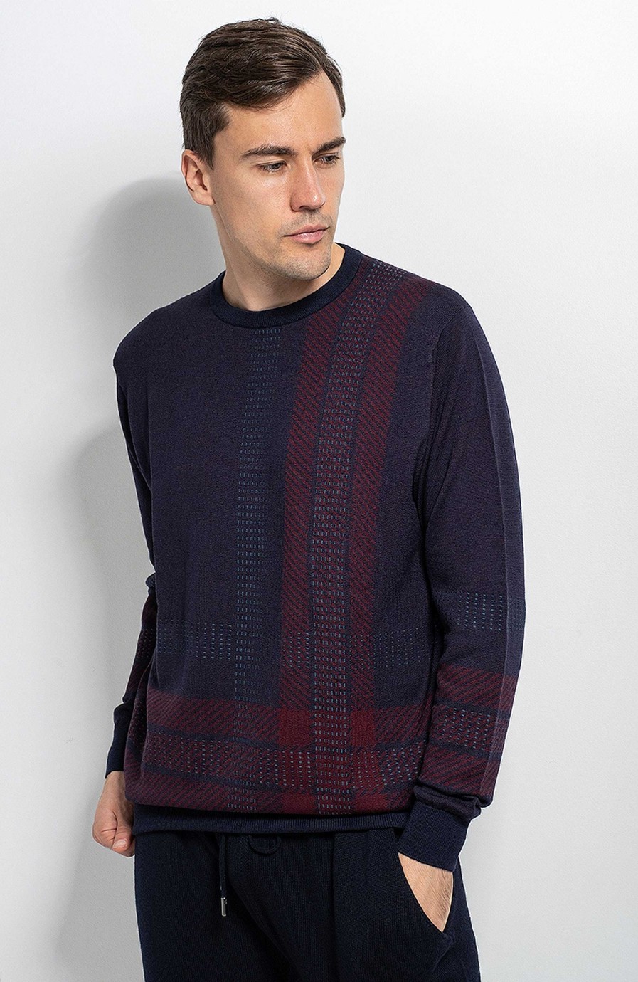 Men JOHNSTONS OF ELGIN | Check-Pattern Merino Sweater