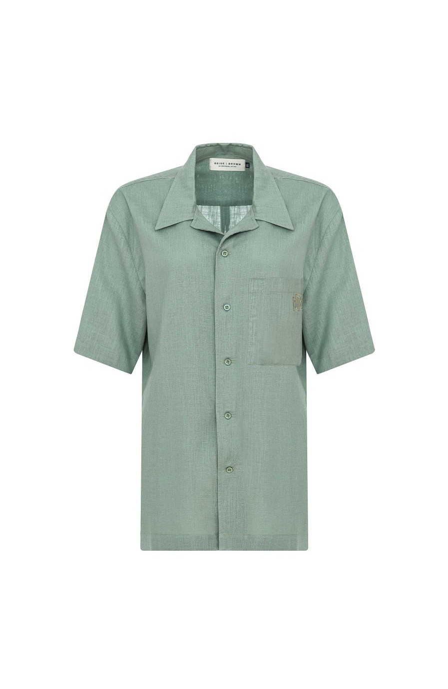 Men BEIGE BROWN | Short-Sleeve Patch-Pocket Linen Shirt