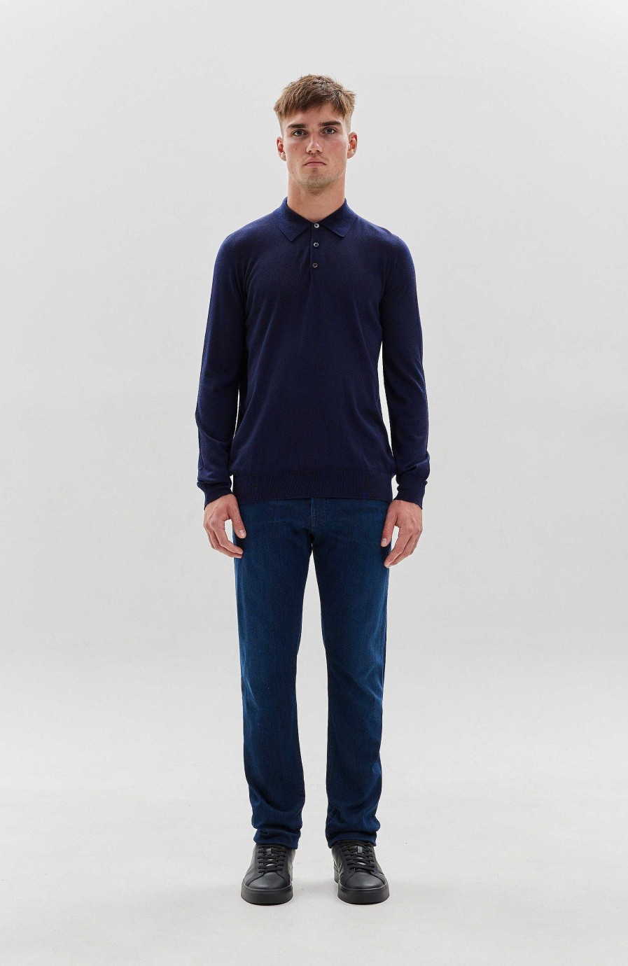 Men JOHNSTONS OF ELGIN | Long Sleeve Merino Polo Shirt