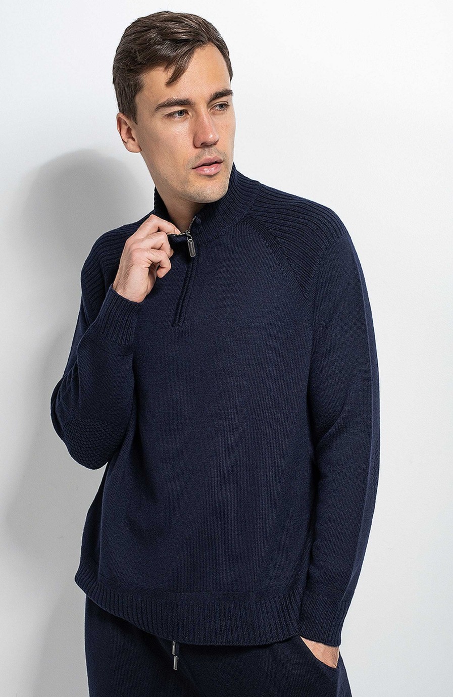 Men JOHNSTONS OF ELGIN | Half-Zipped Merino Sweater