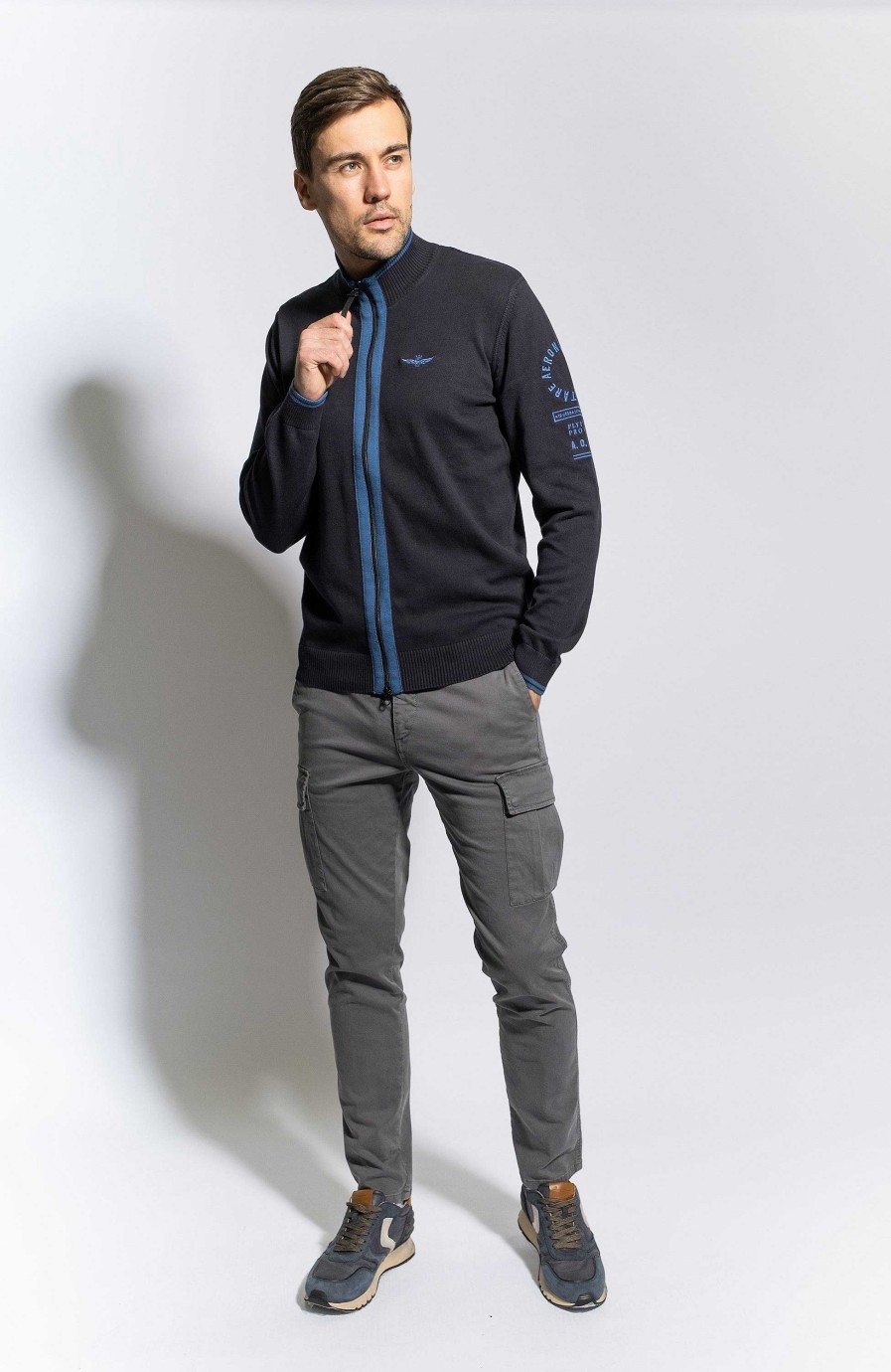 Men AERONAUTICA MILITARE | Two-Tone Zipped Cardigan