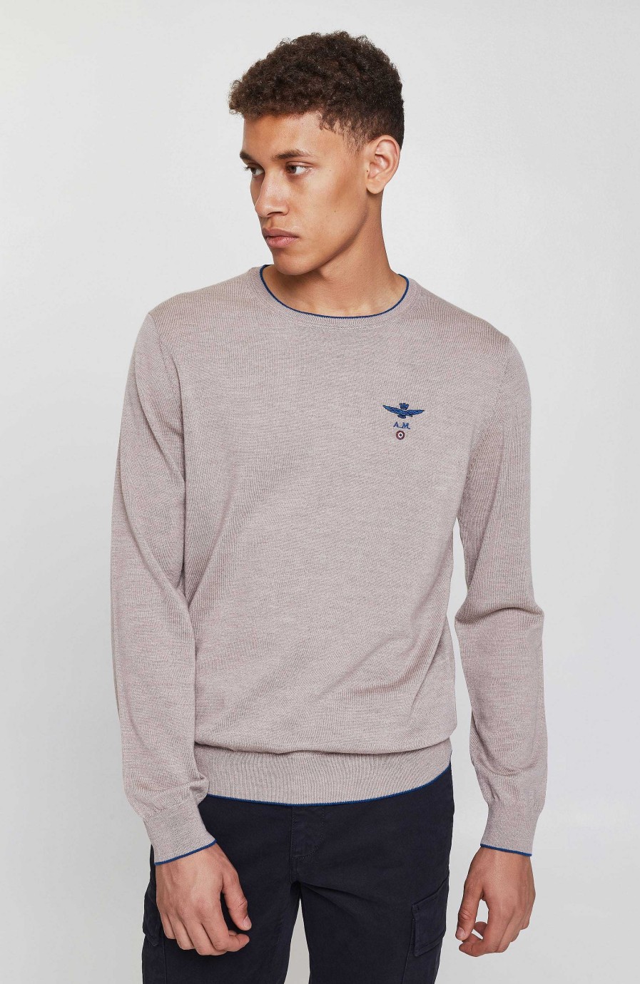 Men AERONAUTICA MILITARE | Roundneck Merino Wool Sweater