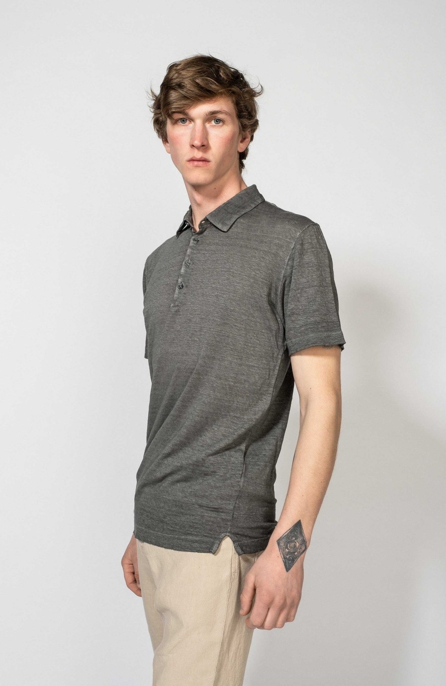 Men 120% LINO | Short Sleeve Linen Polo Shirt