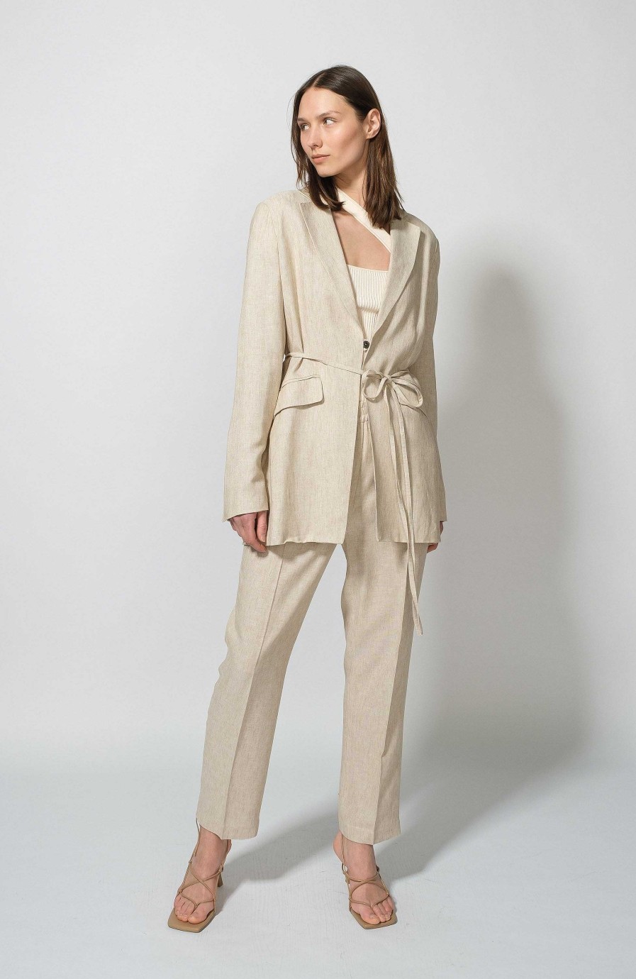 Women ERIKA CAVALLINI | Belted Linen Blazer