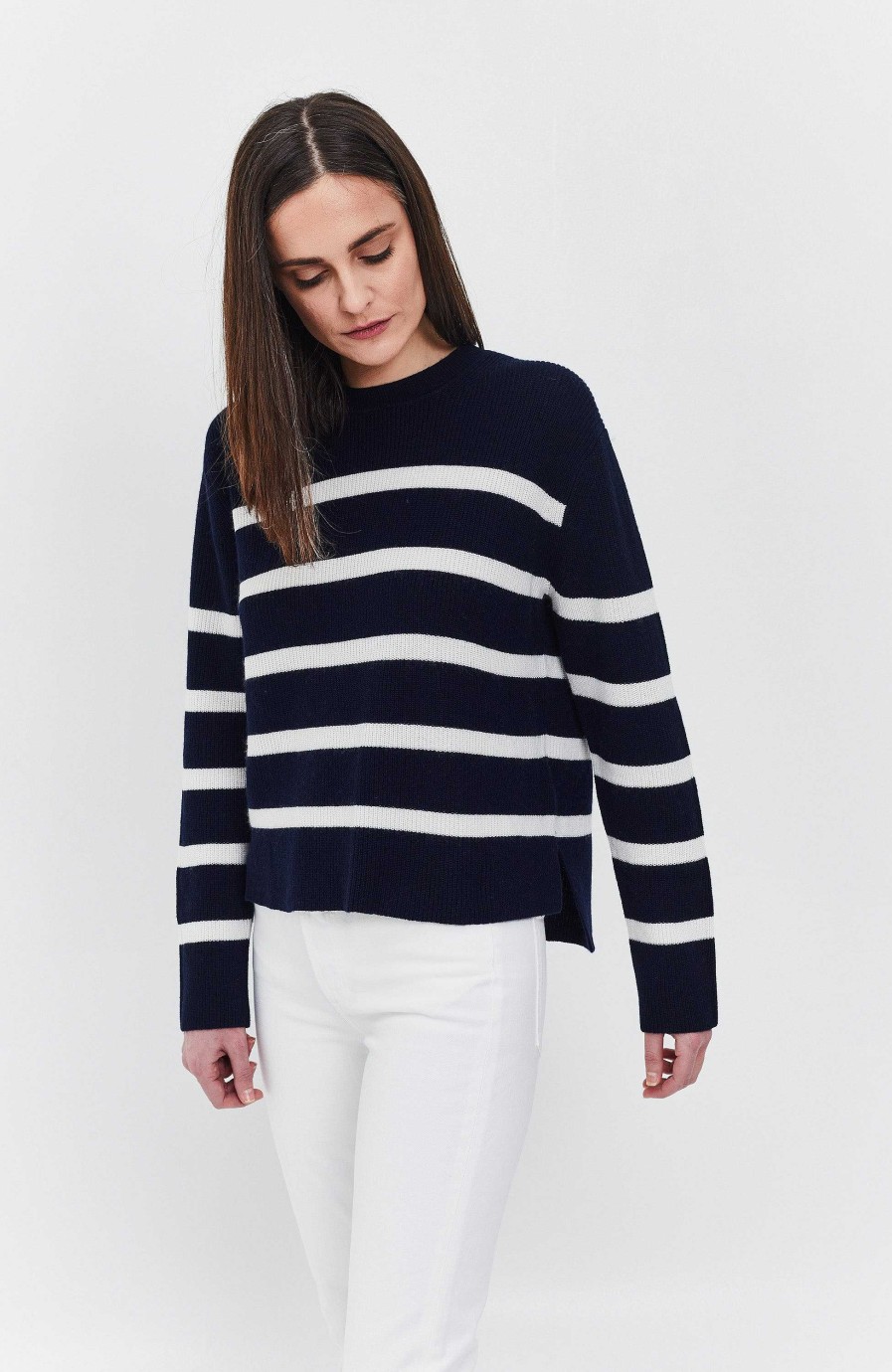 Women FTC CASHMERE | Striped Relax-Fit Pullover