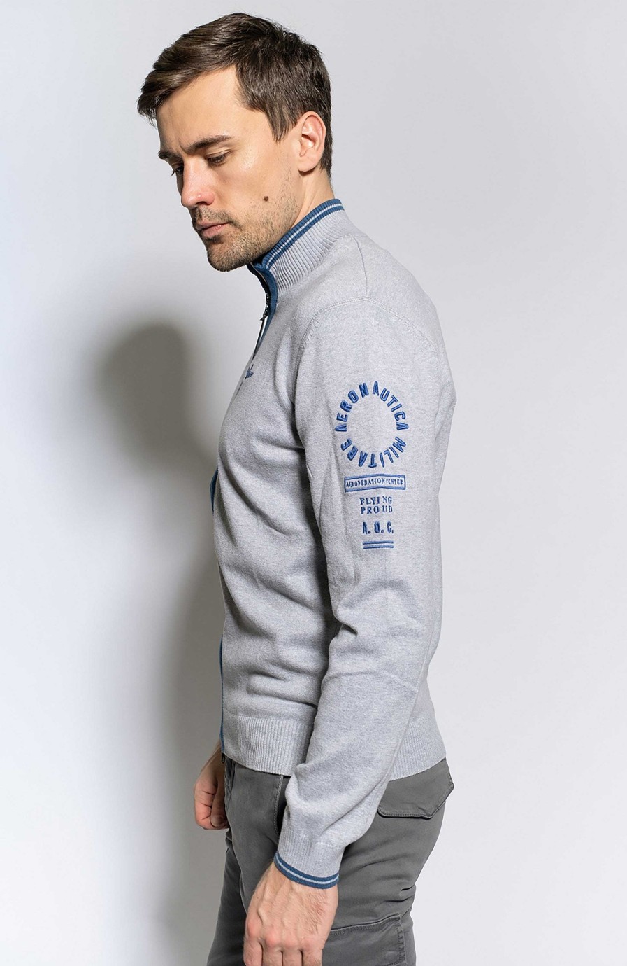 Men AERONAUTICA MILITARE | Two-Tone Zipped Cardigan