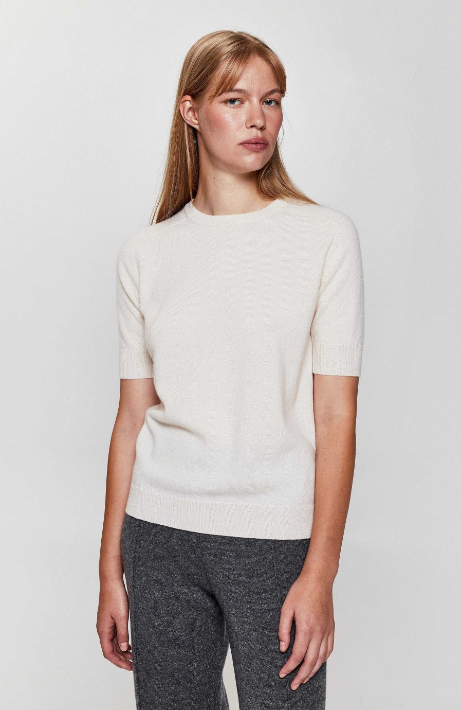 Women LISA YANG | Short-Sleeve Roundneck Sweater Kenza