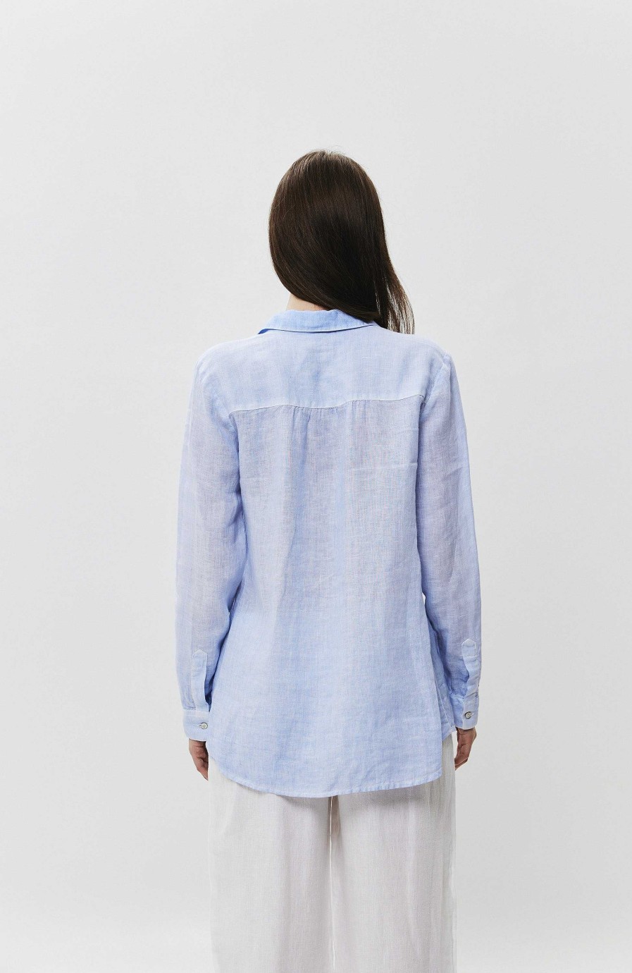 Women 120% LINO | Long Sleeve Garment-Dyed Linen Shirt