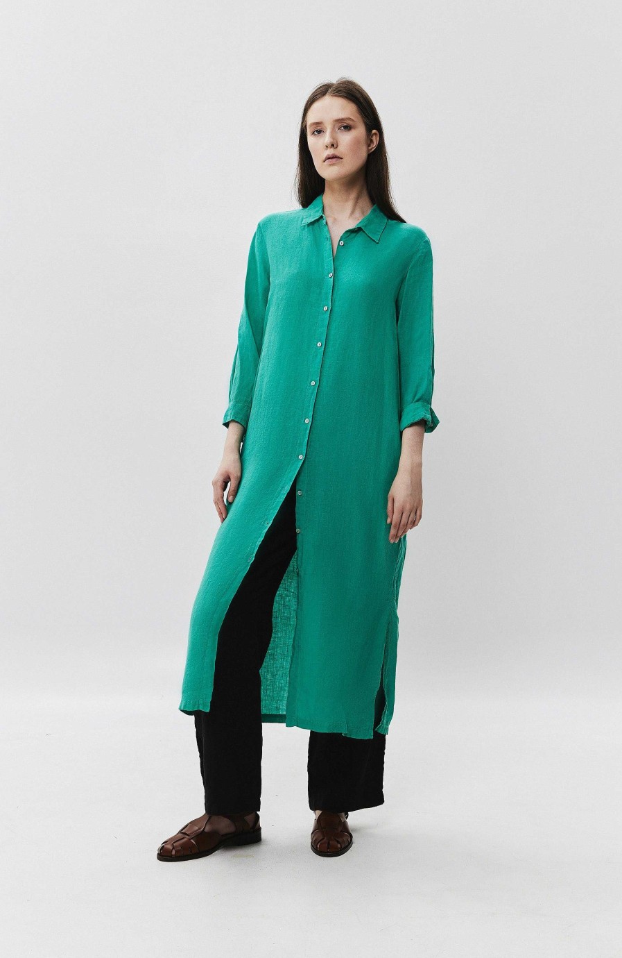 Women 120% LINO | Linen Maxi Shirt-Dress