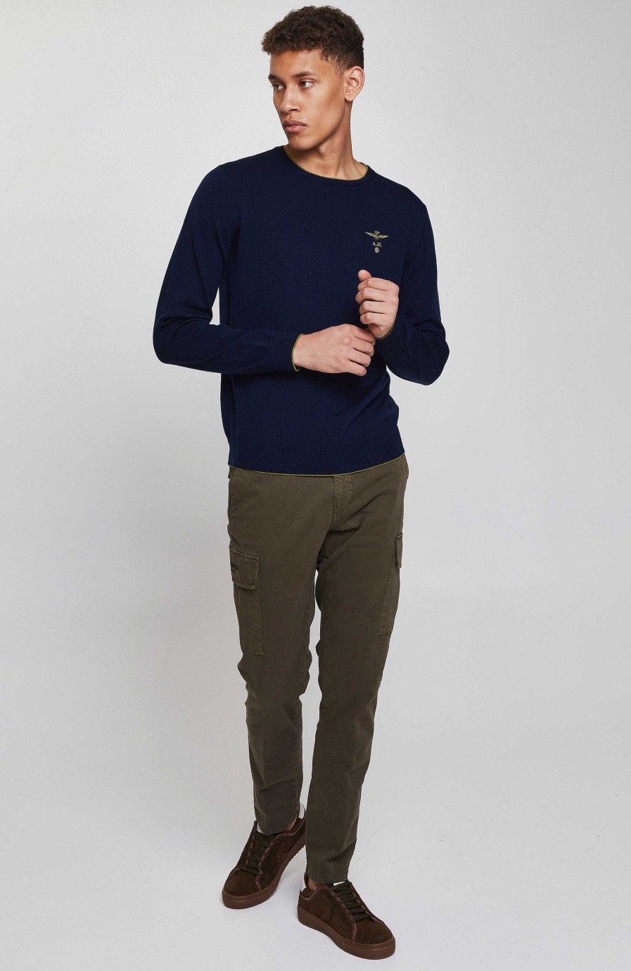 Men AERONAUTICA MILITARE | Roundneck Merino Wool Sweater