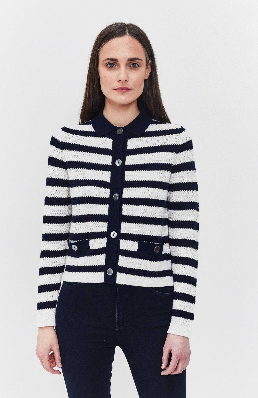 Women FTC CASHMERE | Striped Cardigan-Jacket