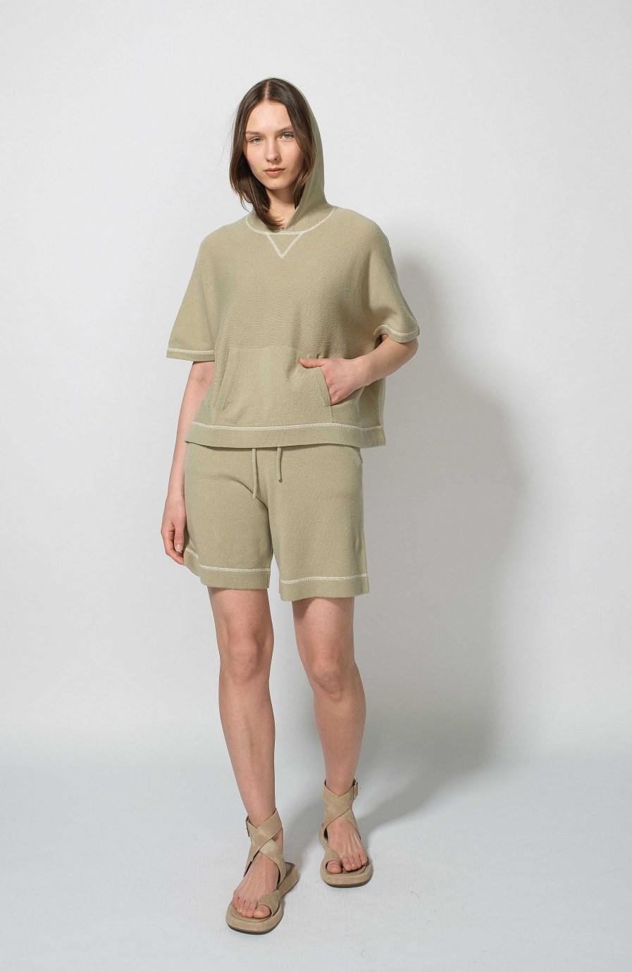 Women FTC CASHMERE | Short-Sleeve Cashmere Hoodie