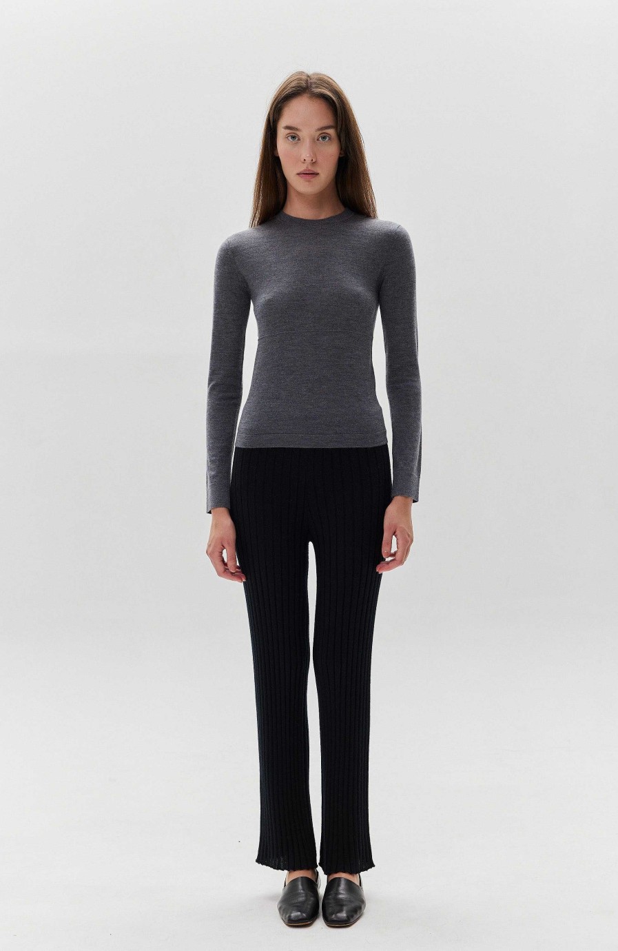 Women LISA YANG | Roundneck Fine-Knit Top Rowen