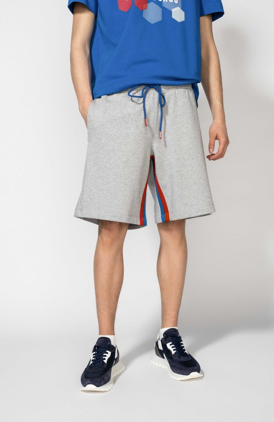 Men DIRK BIKKEMBERGS | Side-Stripe Jersey Shorts