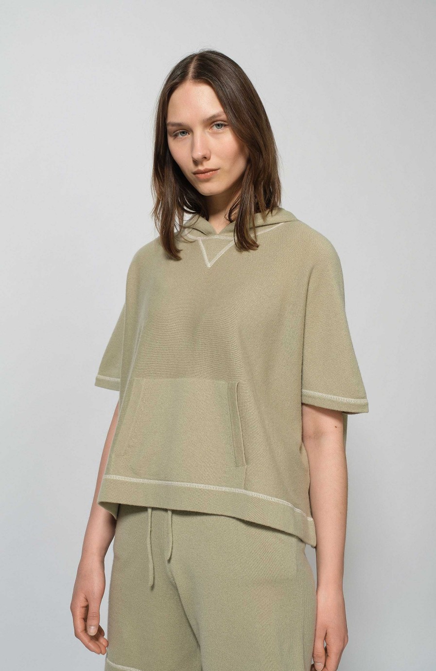 Women FTC CASHMERE | Short-Sleeve Cashmere Hoodie