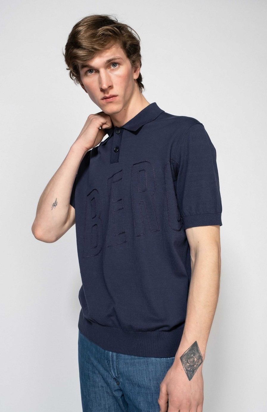 Men DIRK BIKKEMBERGS | Embroidered Knitted Polo Shirt