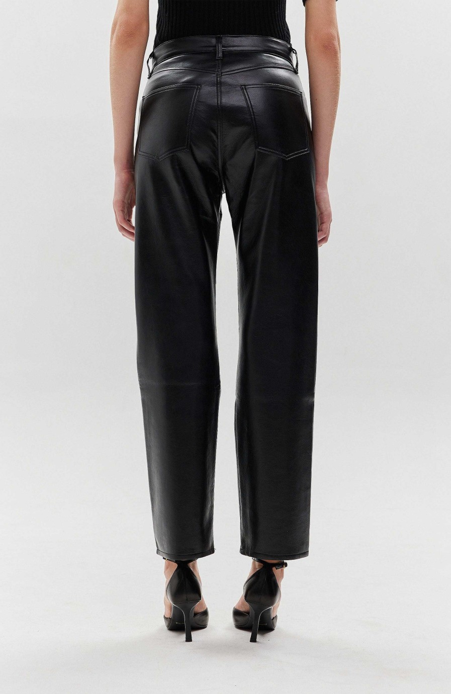 Women AGOLDE | Leather Straight Trousers 90'S Pinch