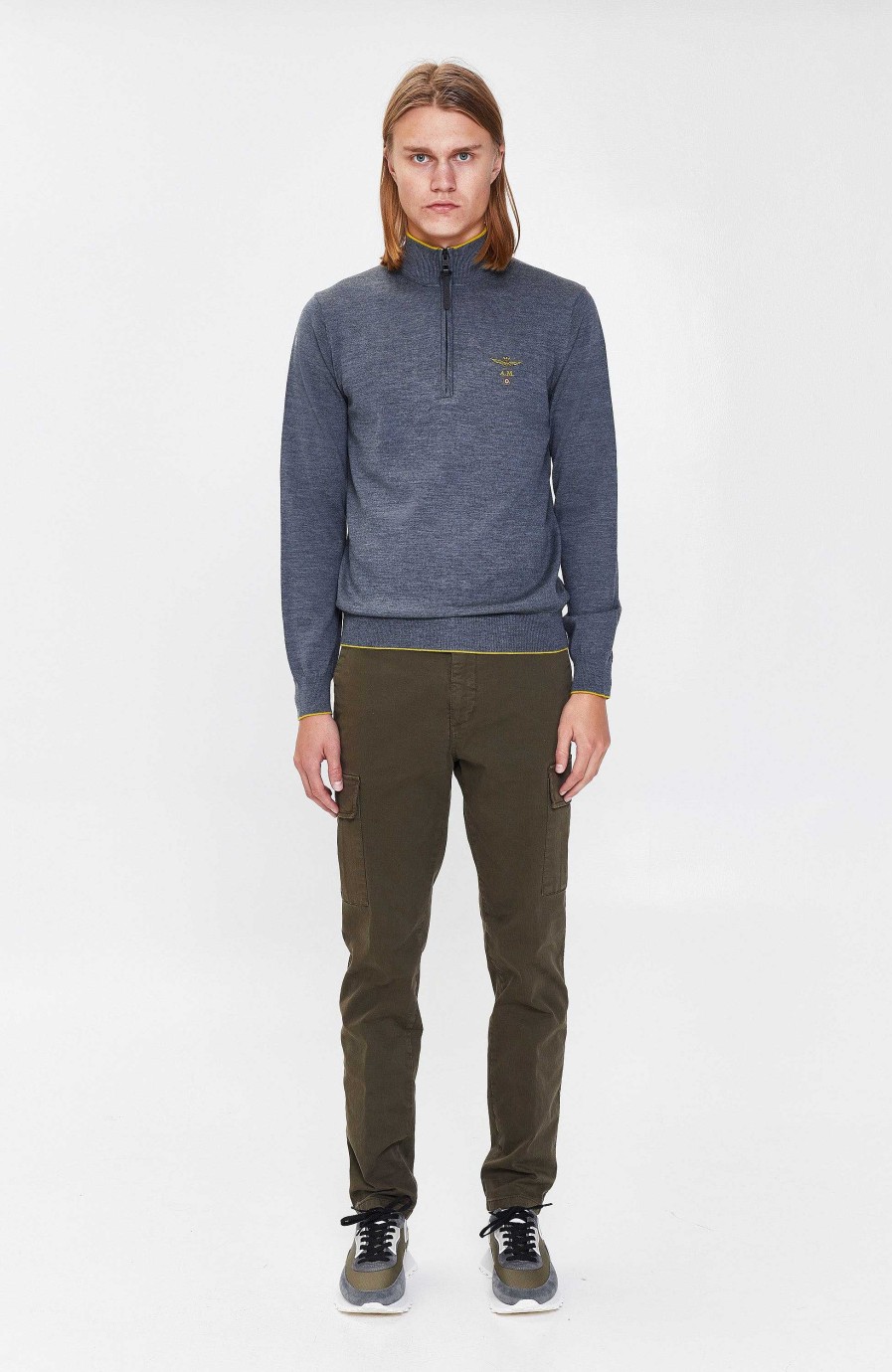 Men AERONAUTICA MILITARE | Half-Zipped Merino Wool Sweater