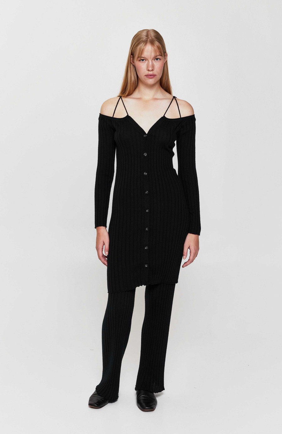 Women LISA YANG | Open-Shoulder Ribbed Cardigan Clarita