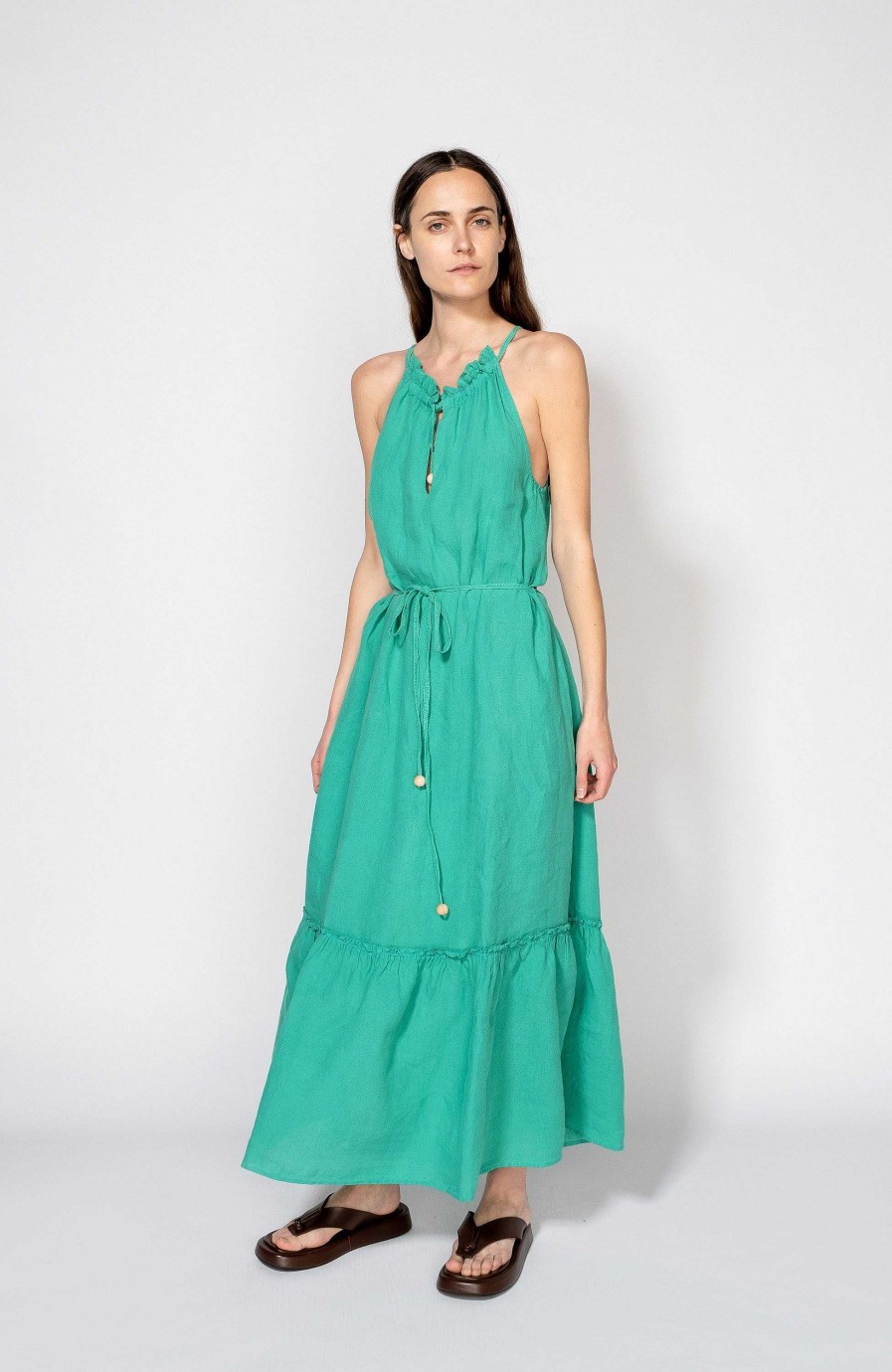 Women 120% LINO | Halterneck Linen Maxi Dress