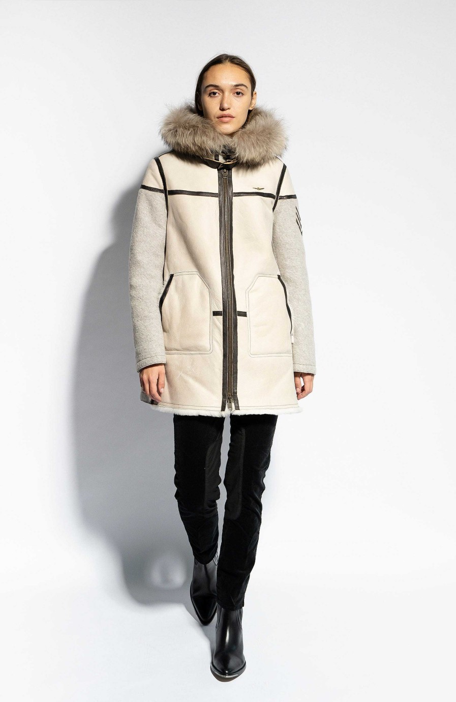 Women AERONAUTICA MILITARE | Shearling Wool-Blend Coat