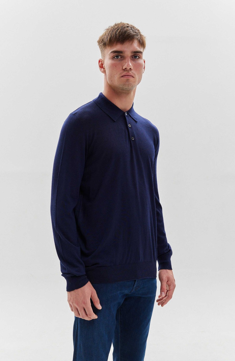 Men JOHNSTONS OF ELGIN | Long Sleeve Merino Polo Shirt