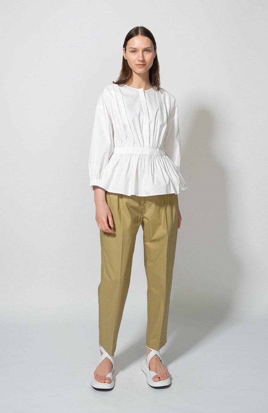 Women ERIKA CAVALLINI | Peplum-Hem Cotton Blouse