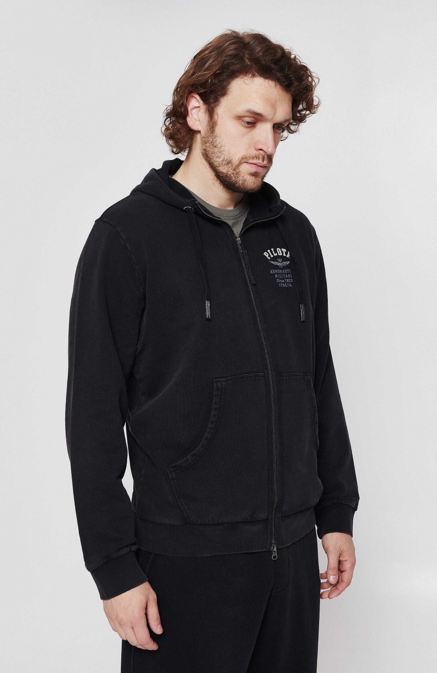 Men AERONAUTICA MILITARE | Garment-Dyed Hooded Sweatshirt