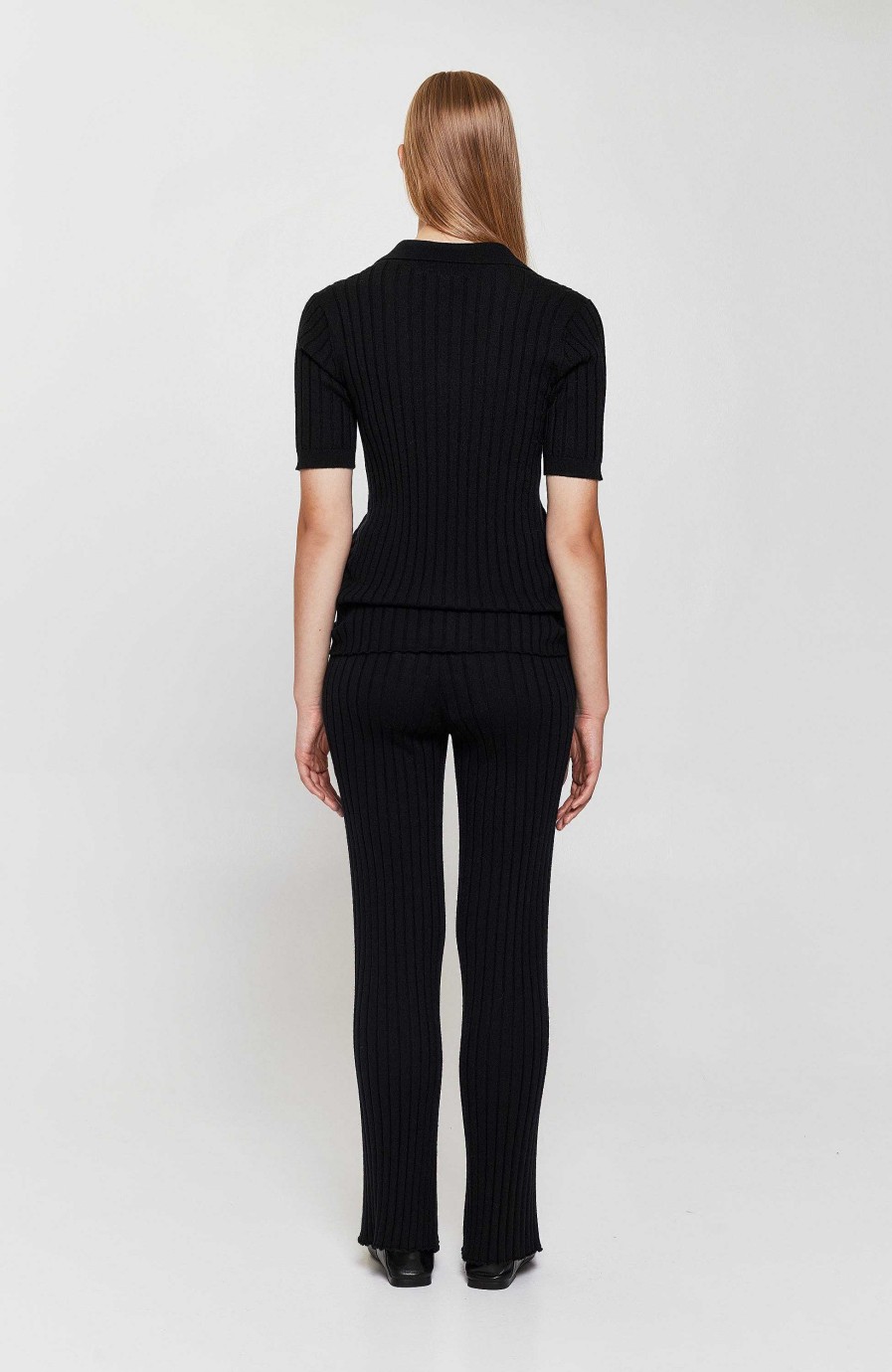 Women LISA YANG | Fine-Knit Poloneck Top Freddie