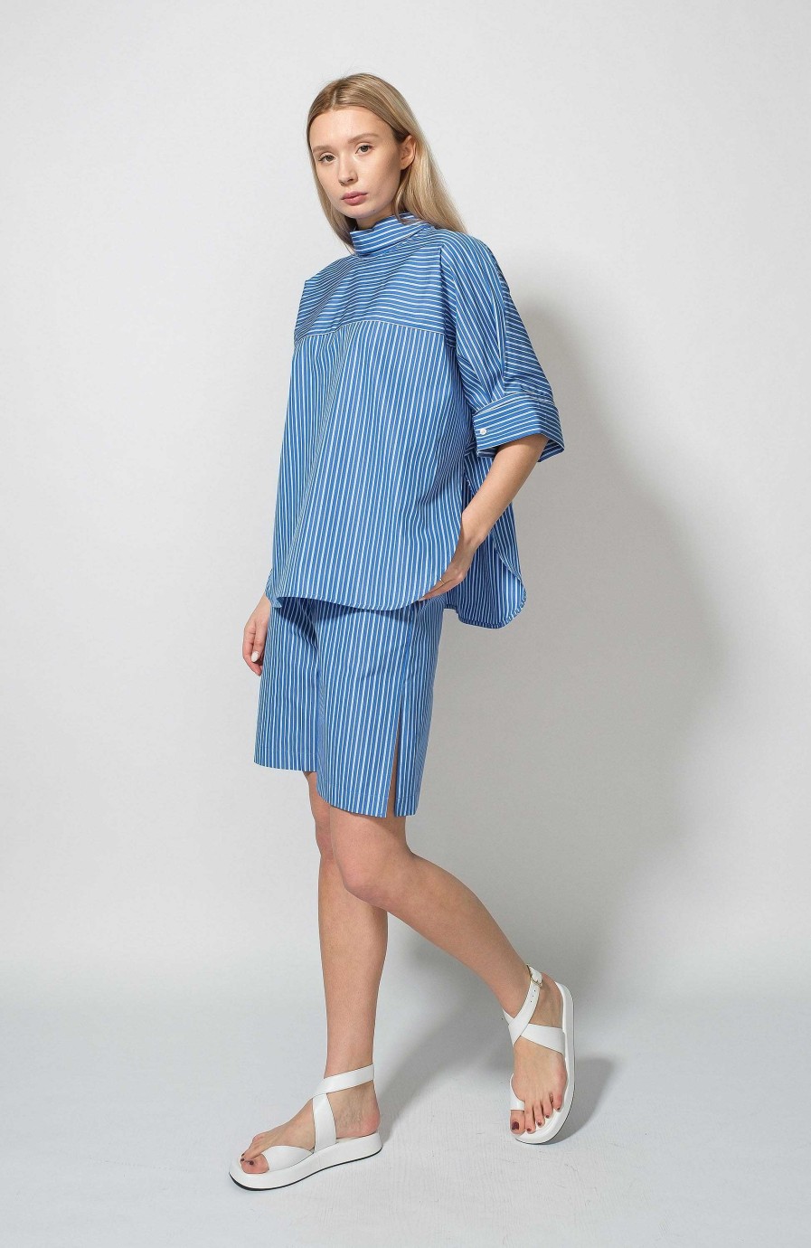 Women ERIKA CAVALLINI | Striped Short-Sleeve Blouse