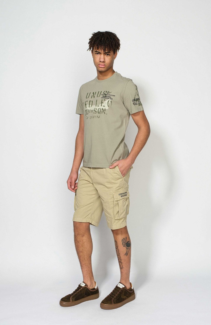 Men AERONAUTICA MILITARE | Lightweight Cotton Cargo Shorts