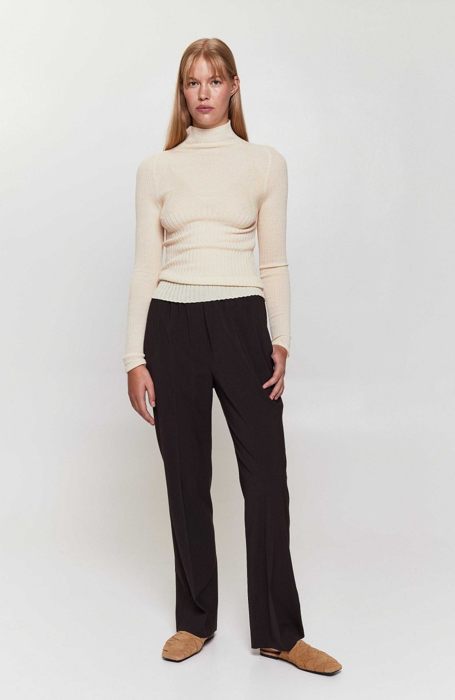 Women ERIKA CAVALLINI | Elasticized Waistband Straight Trousers