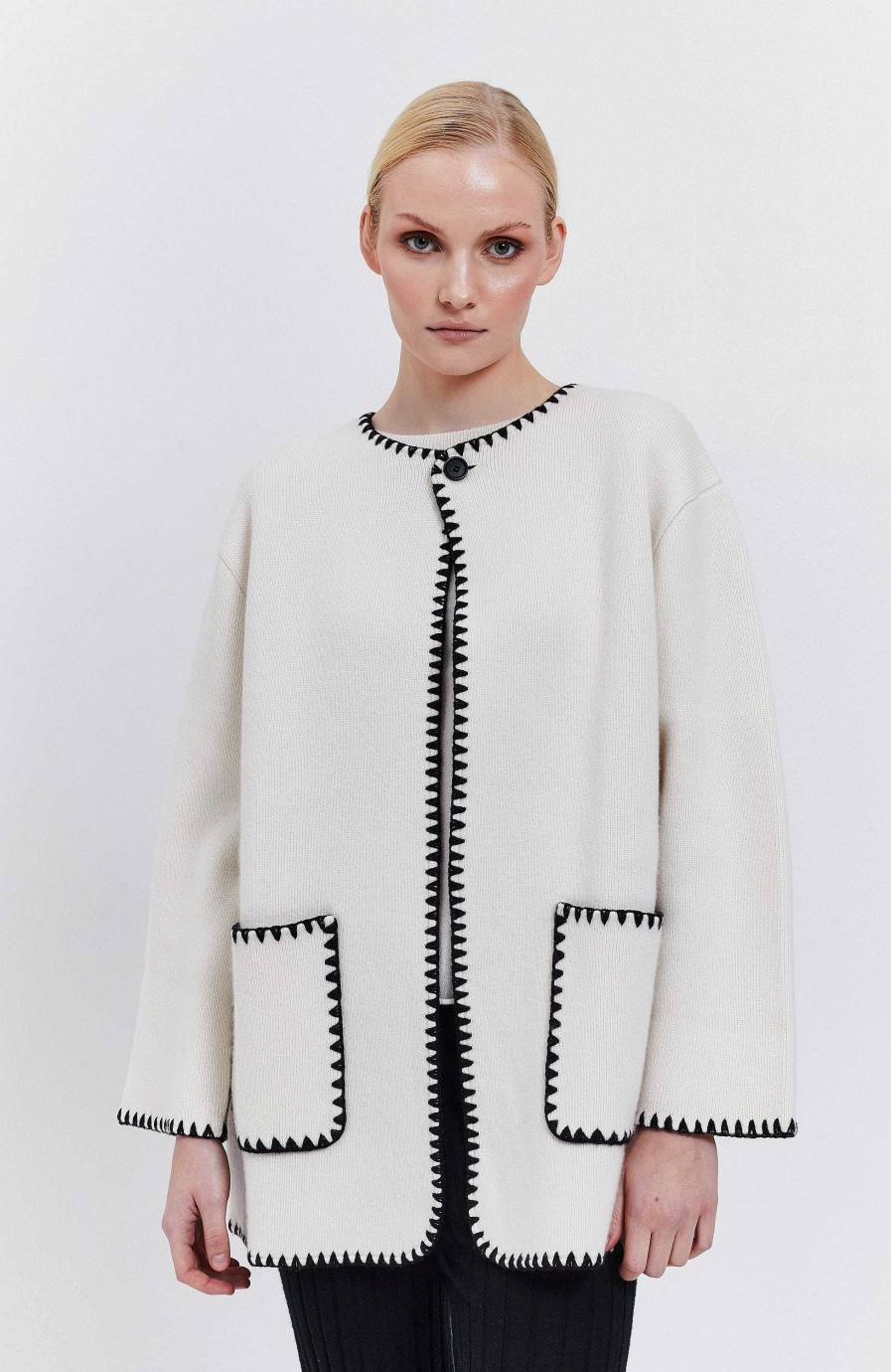 Women LISA YANG | Contrast Stich Cardigan Joline