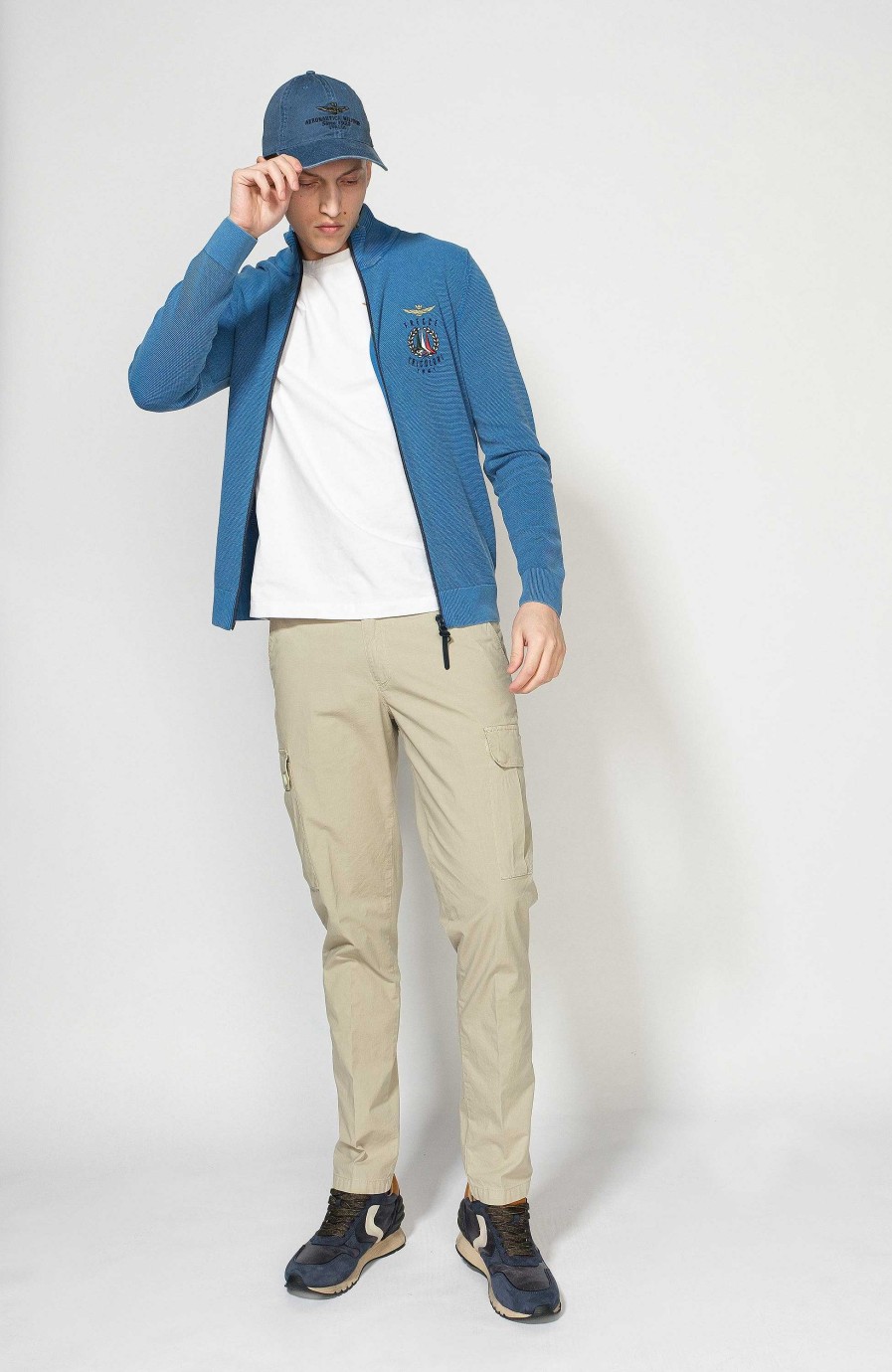 Men AERONAUTICA MILITARE | Logo-Embroidered Zipped Cardigan