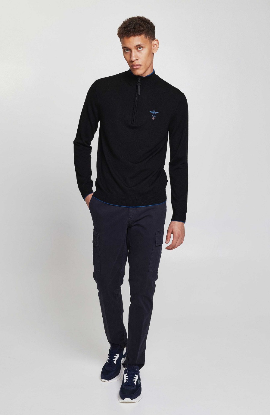 Men AERONAUTICA MILITARE | Half-Zipped Merino Wool Sweater