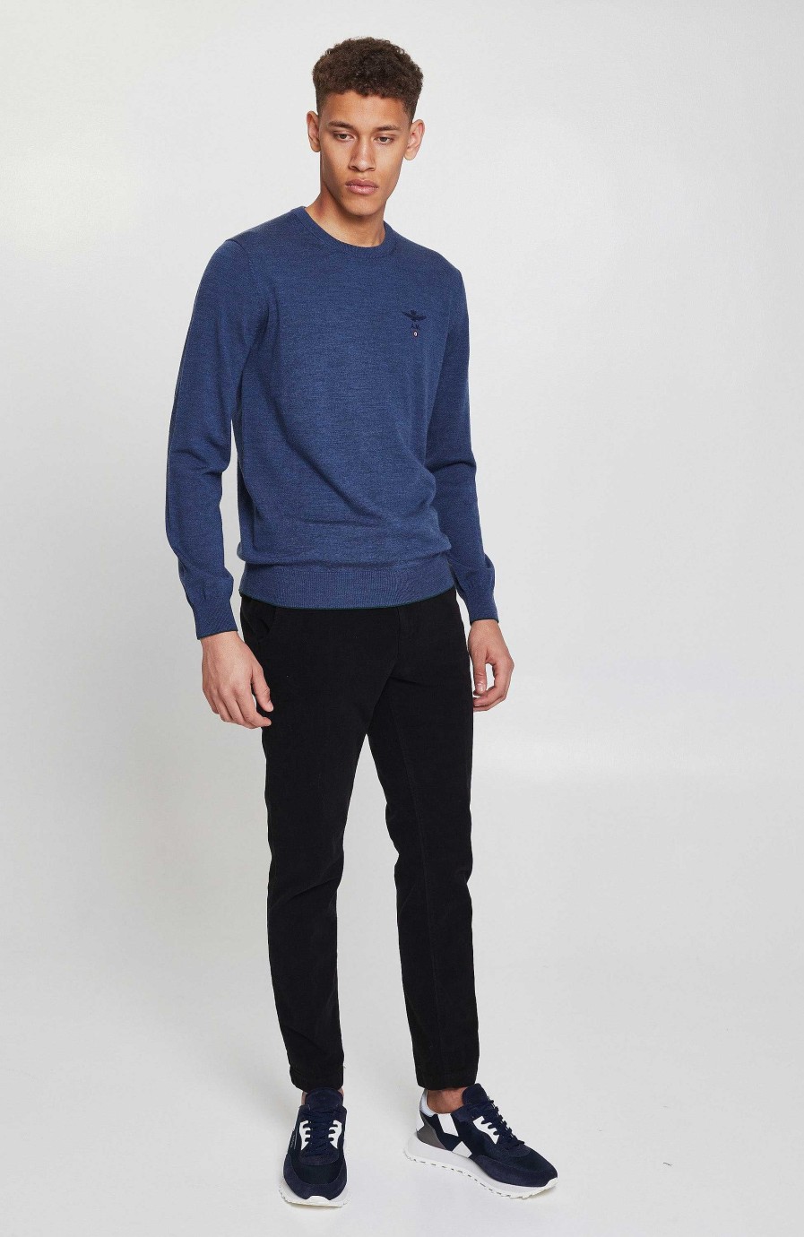 Men AERONAUTICA MILITARE | Roundneck Merino Wool Sweater