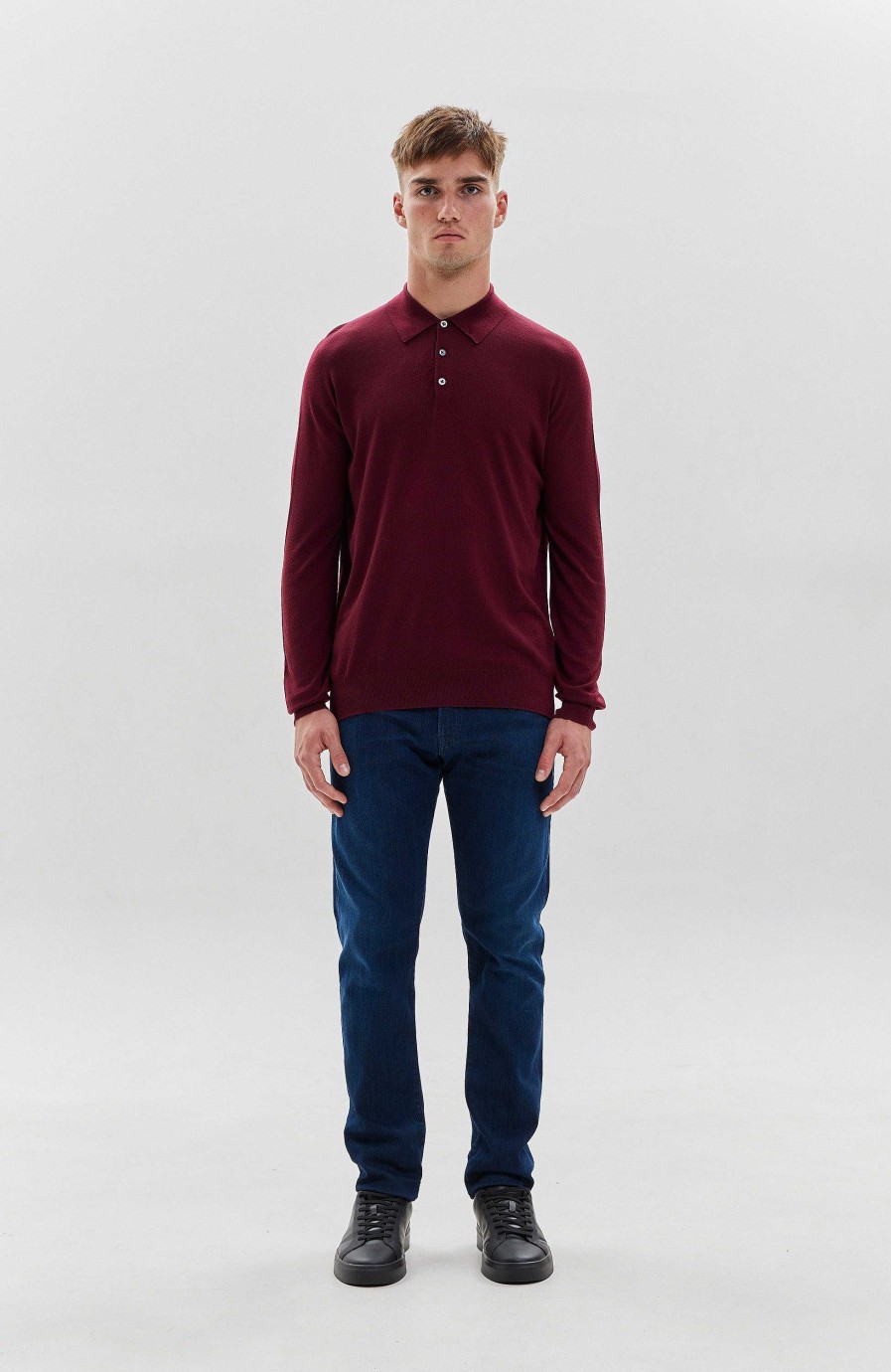 Men JOHNSTONS OF ELGIN | Long Sleeve Merino Polo Shirt