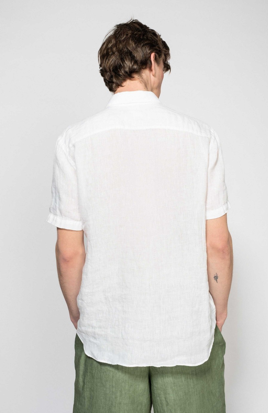 Men 120% LINO | Short Sleeve Linen Patch-Pocket Shirt