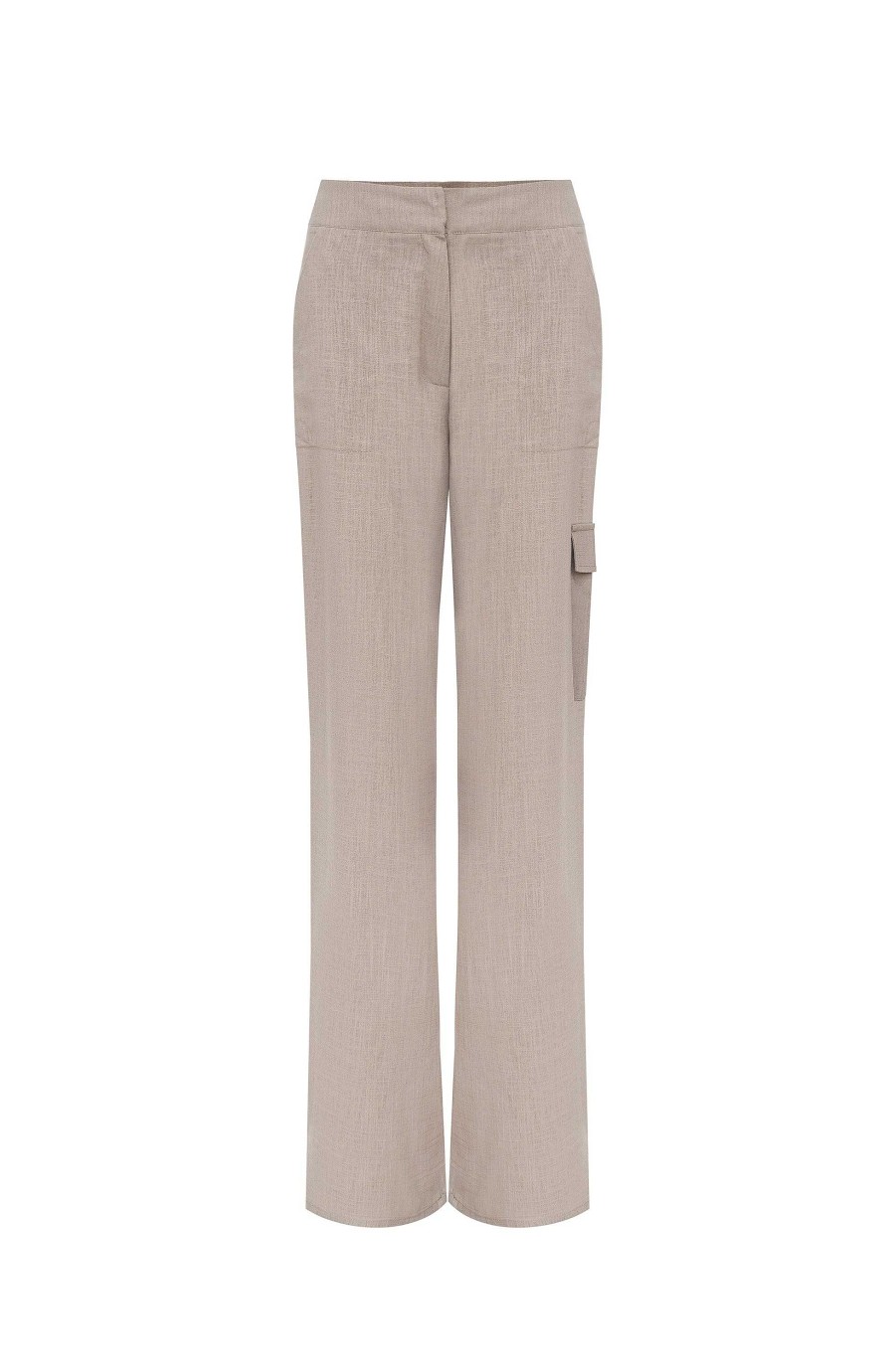 Women BEIGE BROWN | Wide-Leg Linen Cargo Trousers