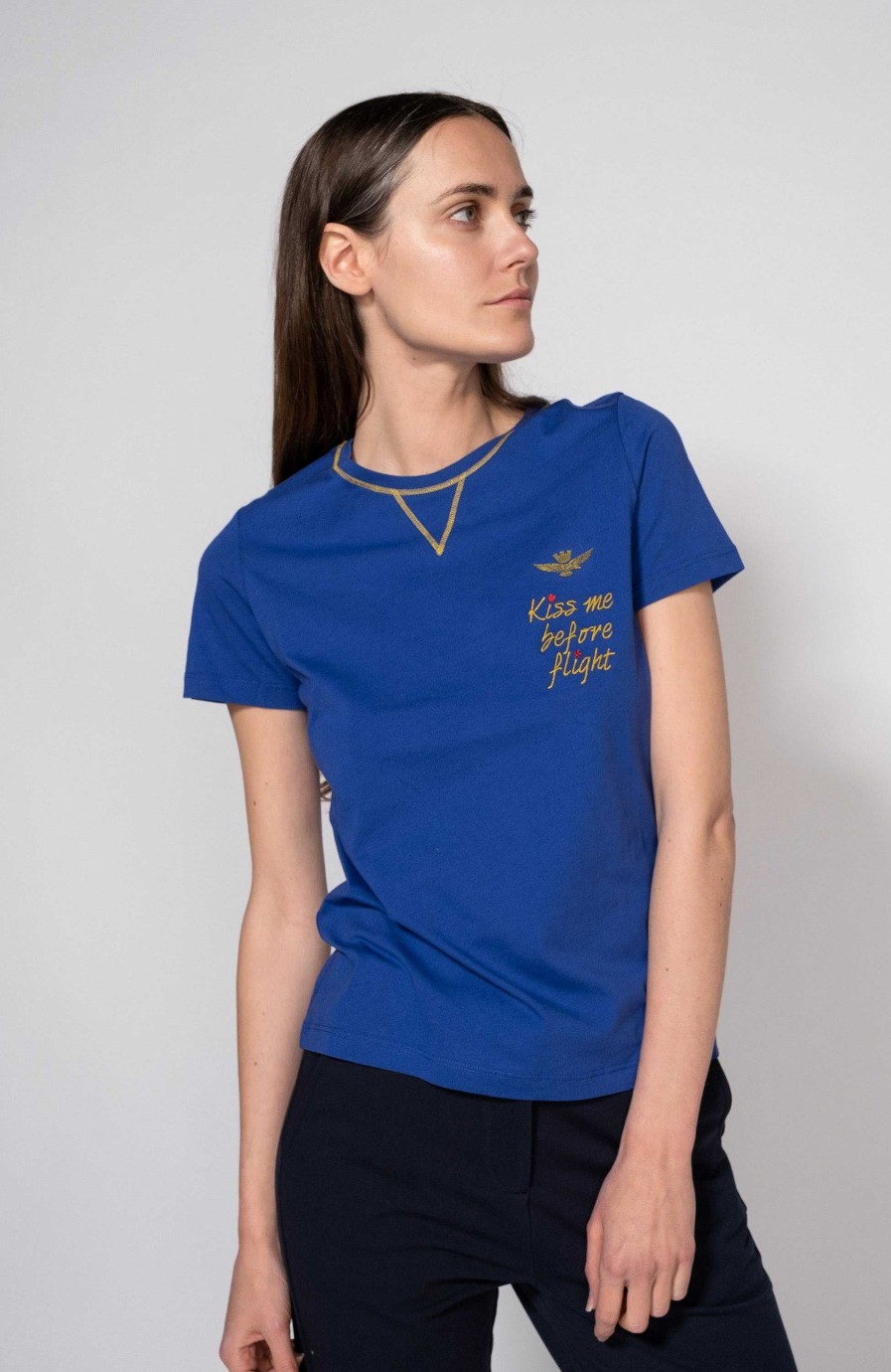 Women AERONAUTICA MILITARE | Embroidered Crewneck T-Shirt