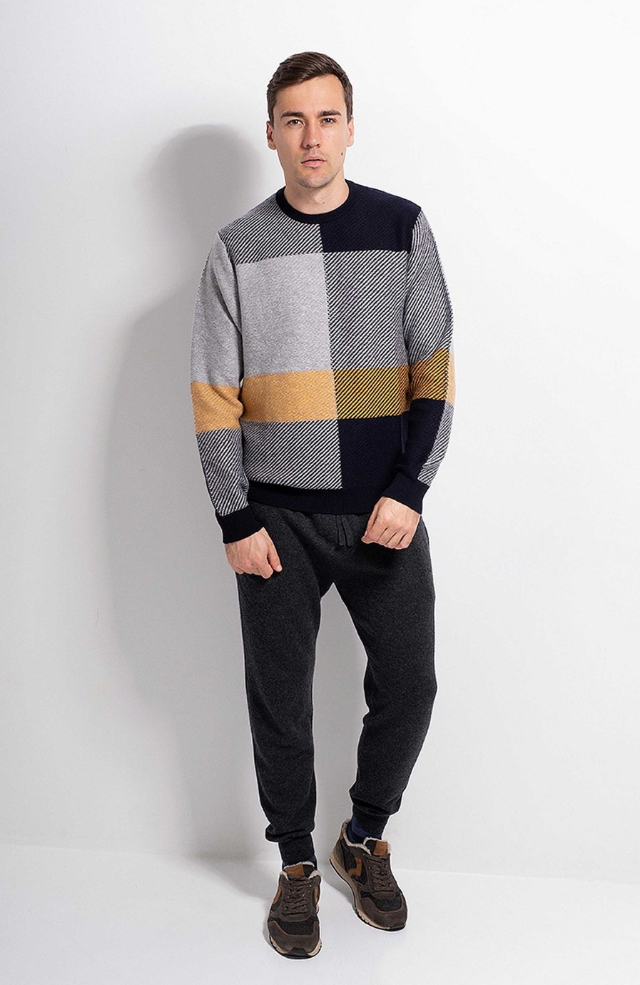 Men JOHNSTONS OF ELGIN | Check-Pattern Cashmere Sweater