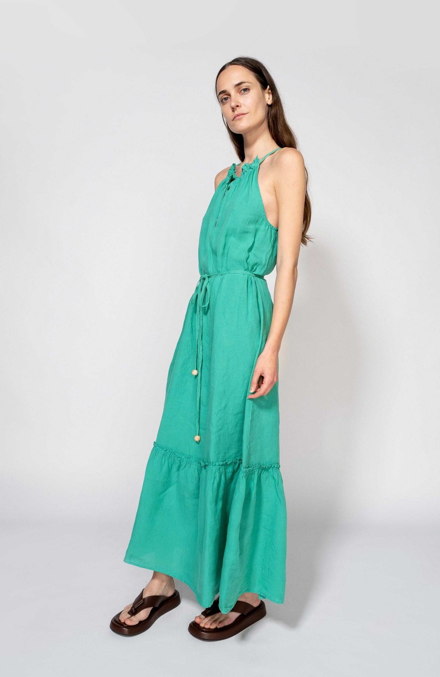 Women 120% LINO | Halterneck Linen Maxi Dress