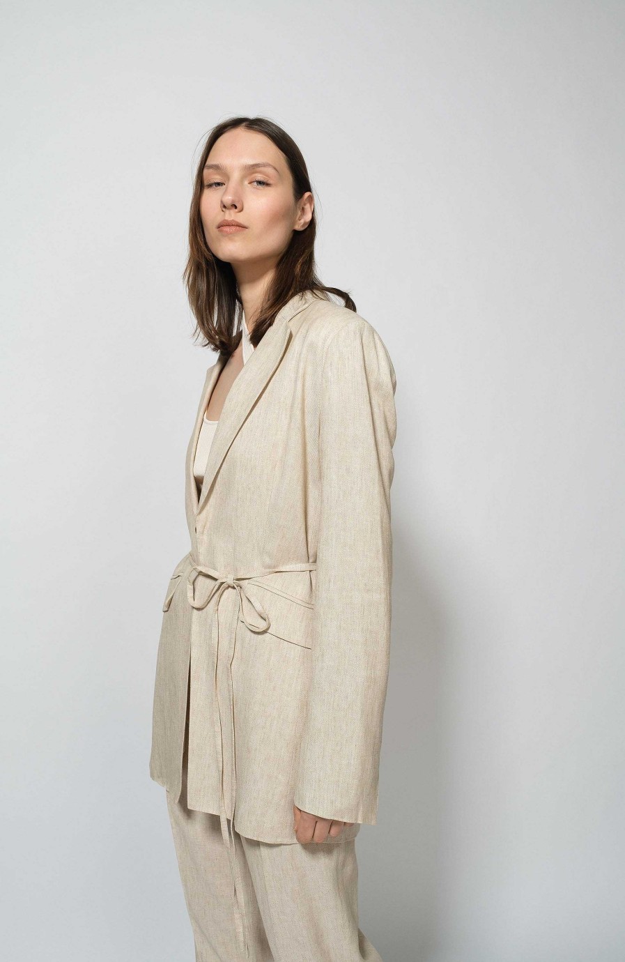 Women ERIKA CAVALLINI | Belted Linen Blazer