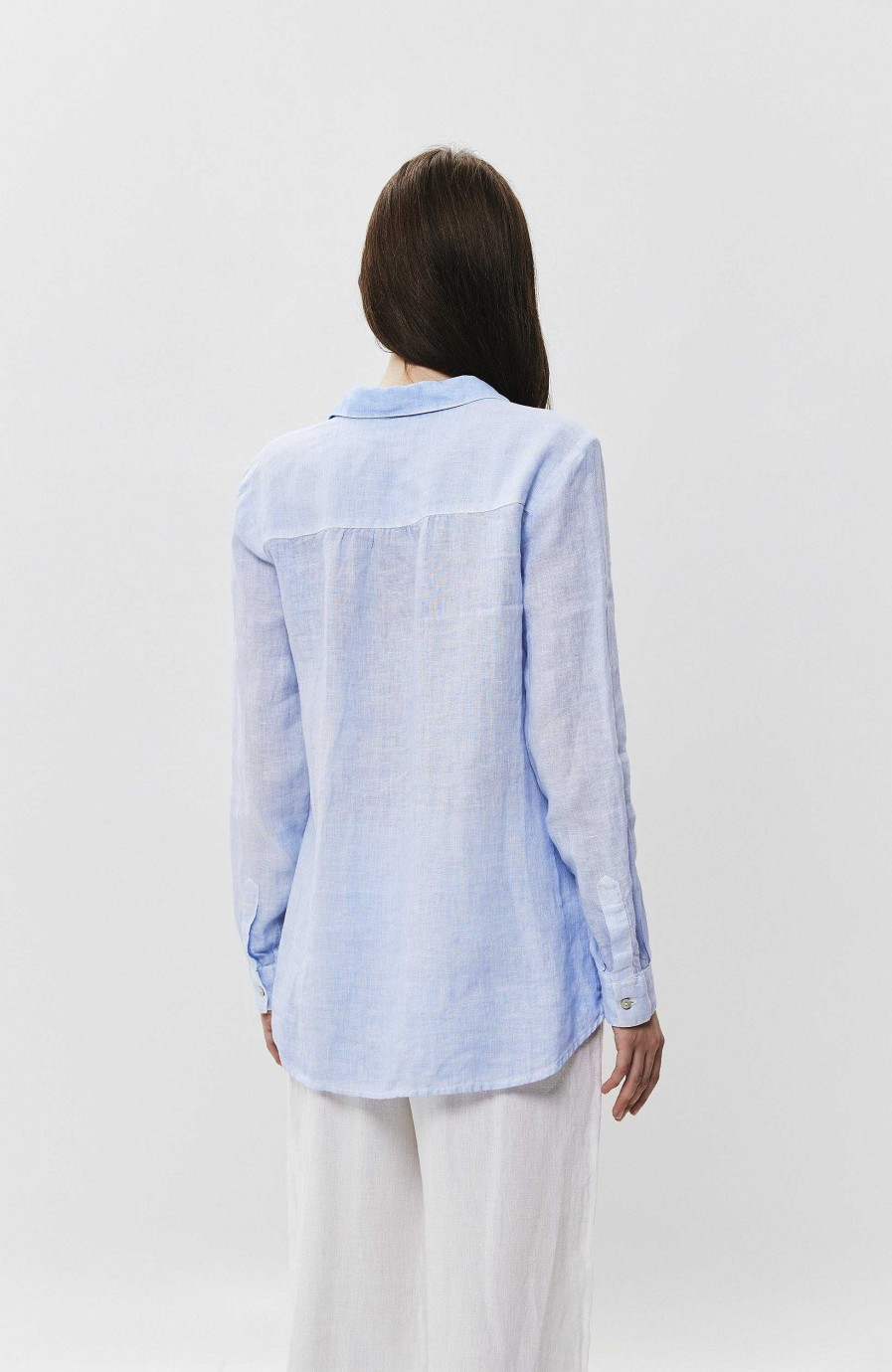 Women 120% LINO | Long Sleeve Garment-Dyed Linen Shirt