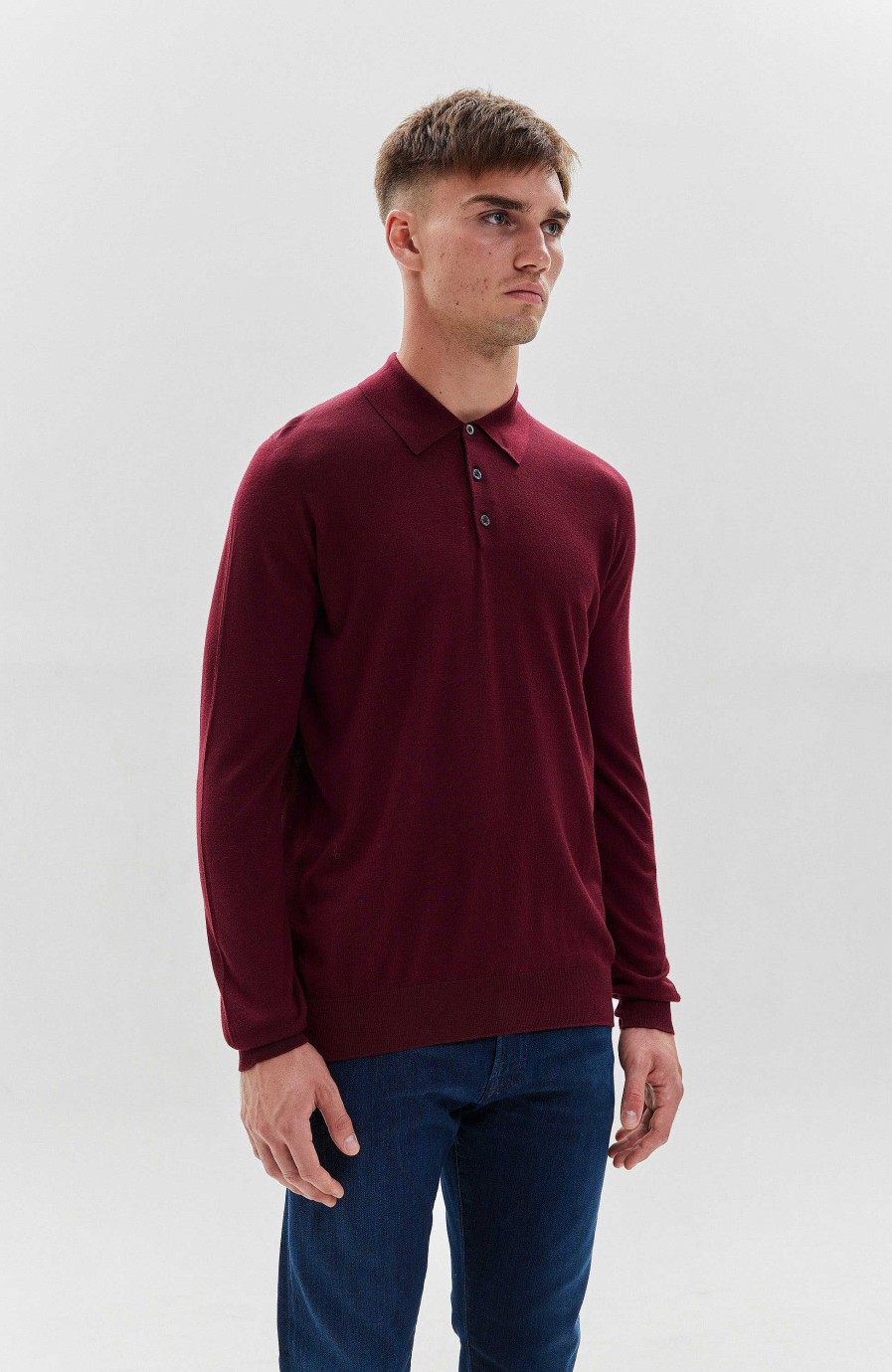 Men JOHNSTONS OF ELGIN | Long Sleeve Merino Polo Shirt