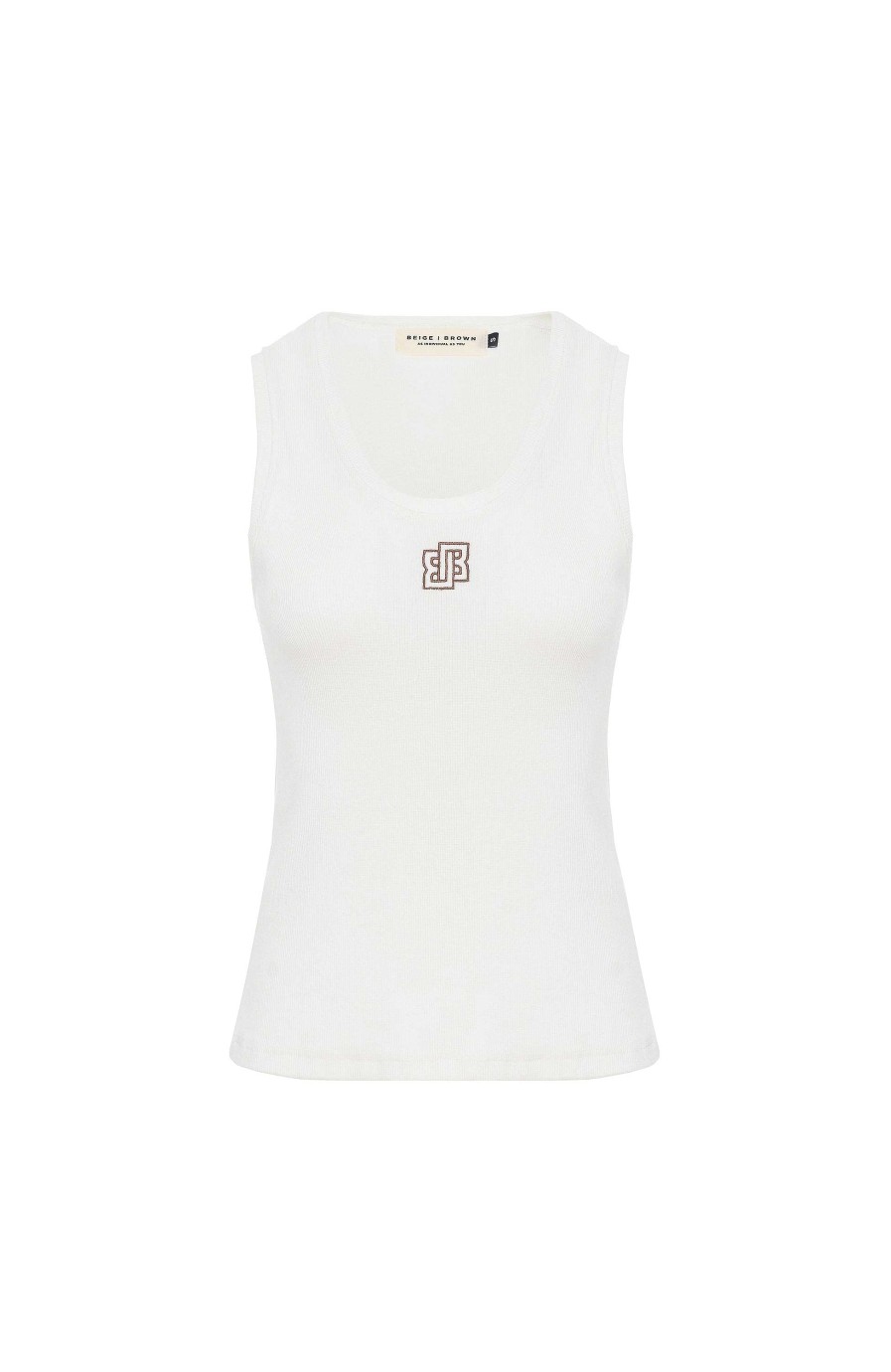 Women BEIGE BROWN | Logo-Embroidered Ribbed Top